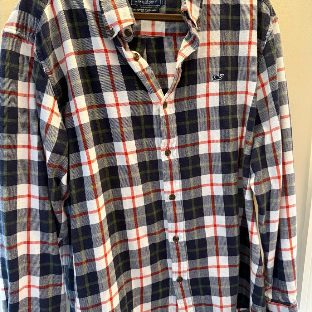 Vineyard Vines Flannel Men's Plaid Shirt - Navy, Red, White